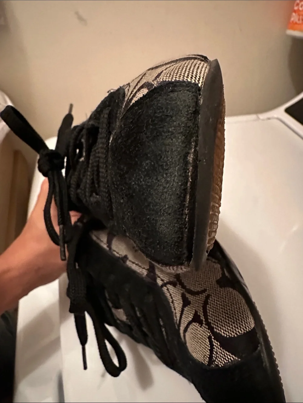 Coach Black and Tan Signature Canvas Sneakers